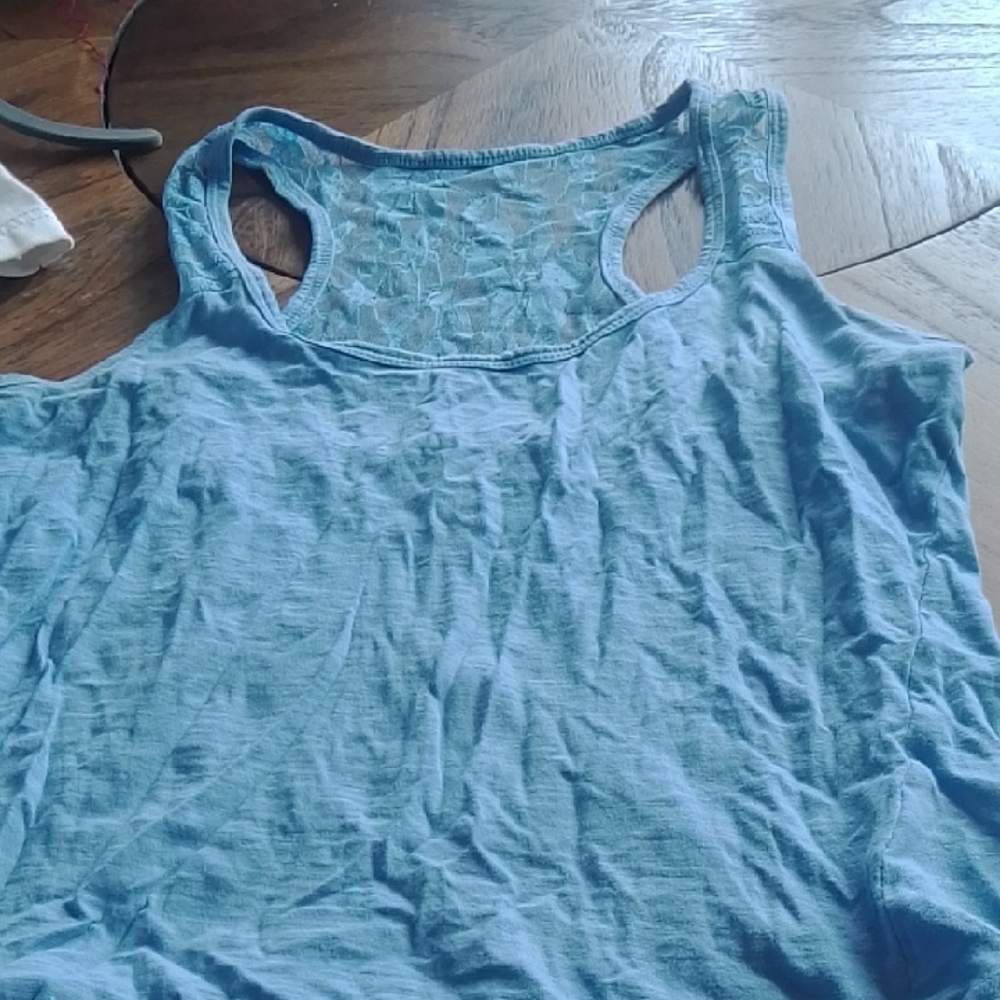 Signature Blue Lace Back Tank Top